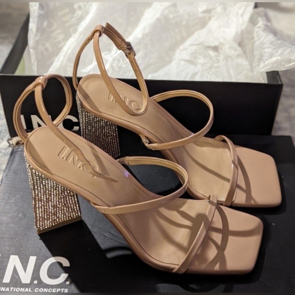INC International Concepts Women's Nude Strappy Heels